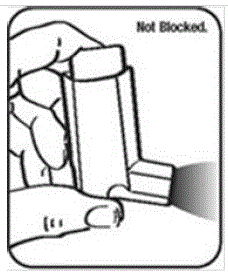 Turn the actuator upside down  and run warm water through the mouthpiece for about 30 seconds - Illustration